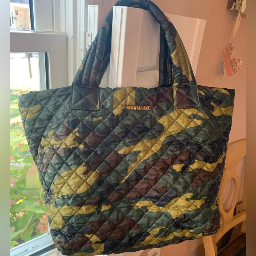 mz wallace • green camo print small metro tote bag